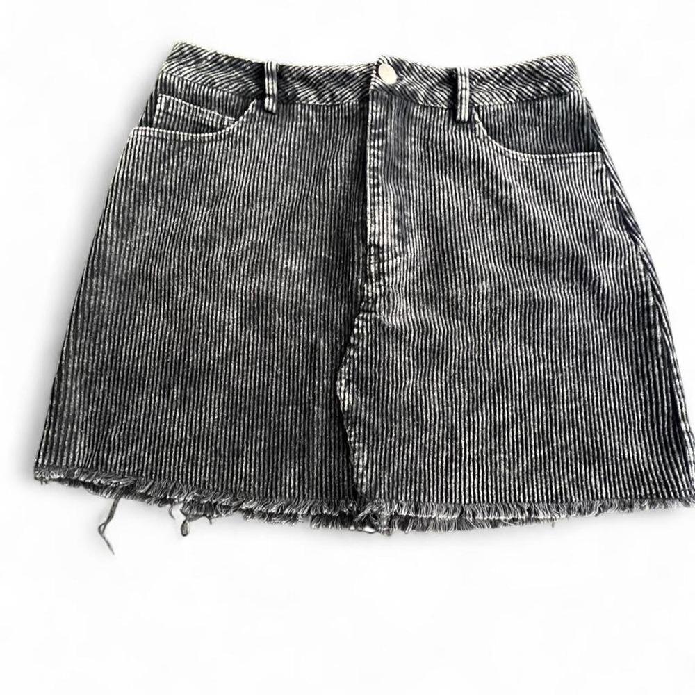 Refinery Black Corduroy Mini Skirt With Frayed Hem Women's Size Small Grunge